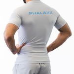Phalanx Jiu-jitsu BJJ short-sleeve rash guard is perfect for training jiu-jitsu, no-gi grappling, MMA—mixed martial arts, Brazilian Jiu-jitsu, wrestling, and judo. It is also perfect for no-gi JJ or gi jiu-jitsu, and it can be worn at Spartan Race, Tough Mudder, Yoga—all athletics!