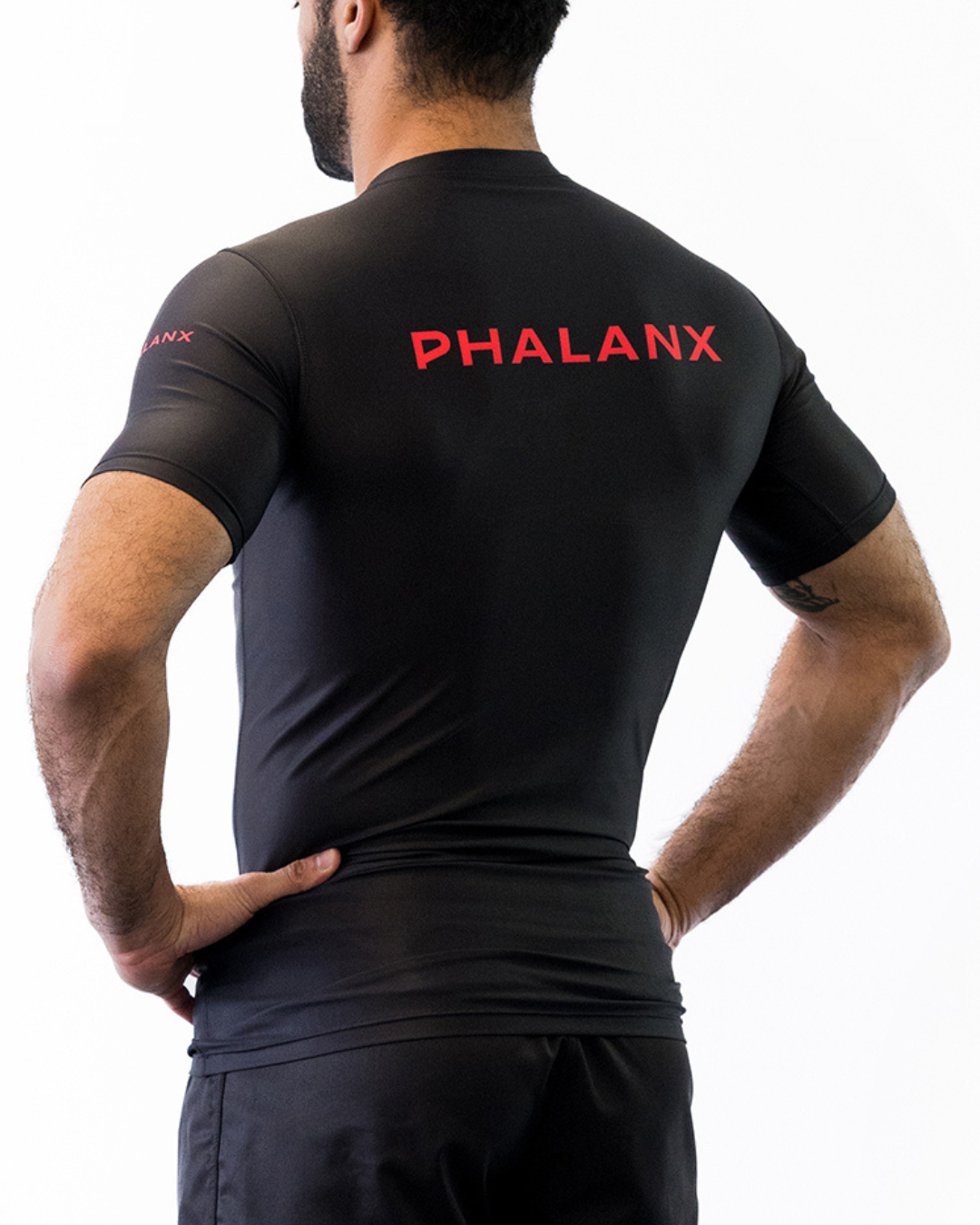 Phalanx Jiu-jitsu BJJ short-sleeve rash guard is perfect for training jiu-jitsu, no-gi grappling, MMA—mixed martial arts, Brazilian Jiu-jitsu, wrestling, and judo. It is also perfect for no-gi JJ or gi jiu-jitsu, and it can be worn at Spartan Race, Tough Mudder, Yoga—all athletics!