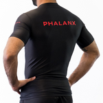 Phalanx Jiu-jitsu BJJ short-sleeve rash guard is perfect for training jiu-jitsu, no-gi grappling, MMA—mixed martial arts, Brazilian Jiu-jitsu, wrestling, and judo. It is also perfect for no-gi JJ or gi jiu-jitsu, and it can be worn at Spartan Race, Tough Mudder, Yoga—all athletics!