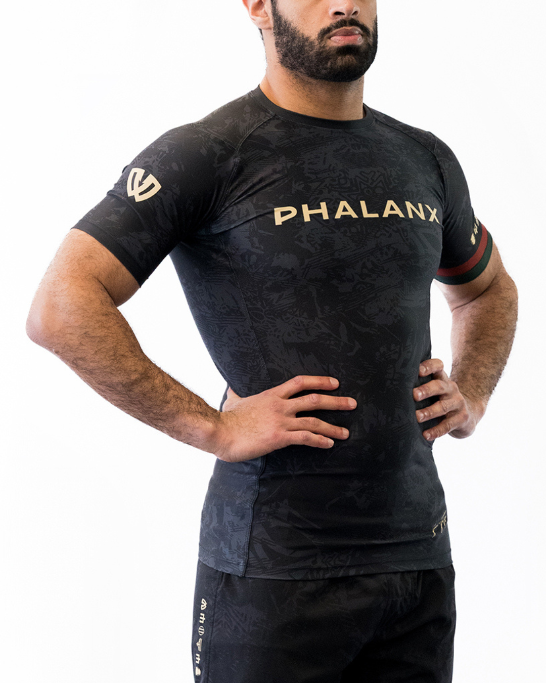 Phalanx Jiu-jitsu BJJ short-sleeve rash guard is perfect for training jiu-jitsu, no-gi grappling, MMA—mixed martial arts, Brazilian Jiu-jitsu, wrestling, and judo. It is also perfect for no-gi JJ or gi jiu-jitsu, and it can be worn at Spartan Race, Tough Mudder, Yoga—all athletics!