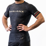 Phalanx Jiu-jitsu BJJ short-sleeve rash guard is perfect for training jiu-jitsu, no-gi grappling, MMA—mixed martial arts, Brazilian Jiu-jitsu, wrestling, and judo. It is also perfect for no-gi JJ or gi jiu-jitsu, and it can be worn at Spartan Race, Tough Mudder, Yoga—all athletics!