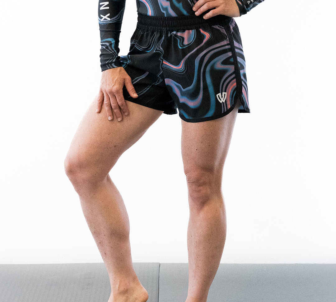 Black with swirls women's jiu jitsu rash guard